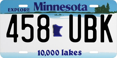 MN license plate 458UBK
