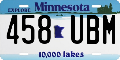 MN license plate 458UBM