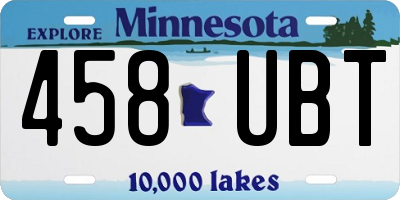 MN license plate 458UBT