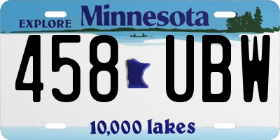 MN license plate 458UBW