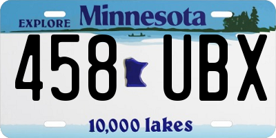 MN license plate 458UBX