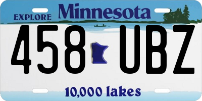 MN license plate 458UBZ