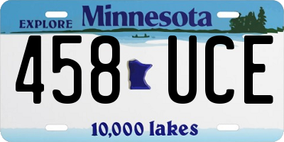 MN license plate 458UCE