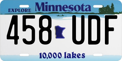 MN license plate 458UDF