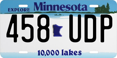 MN license plate 458UDP