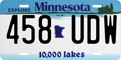 MN license plate 458UDW