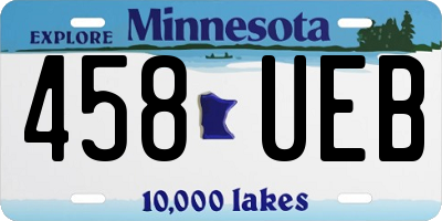 MN license plate 458UEB