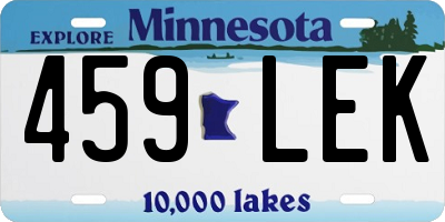 MN license plate 459LEK