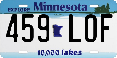 MN license plate 459LOF