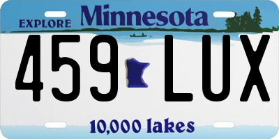 MN license plate 459LUX