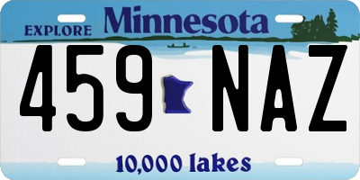 MN license plate 459NAZ