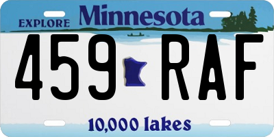 MN license plate 459RAF