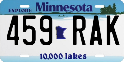 MN license plate 459RAK