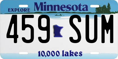 MN license plate 459SUM