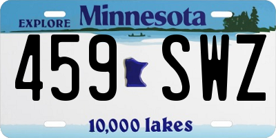 MN license plate 459SWZ
