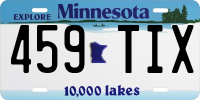 MN license plate 459TIX