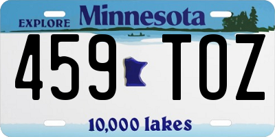 MN license plate 459TOZ