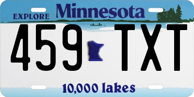 MN license plate 459TXT