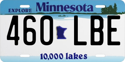 MN license plate 460LBE
