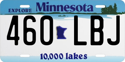 MN license plate 460LBJ