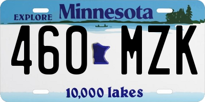MN license plate 460MZK