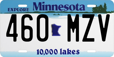 MN license plate 460MZV