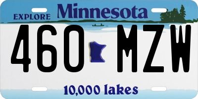 MN license plate 460MZW