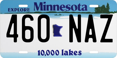 MN license plate 460NAZ