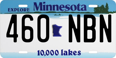 MN license plate 460NBN