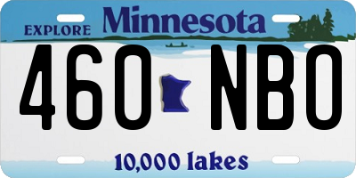 MN license plate 460NBO