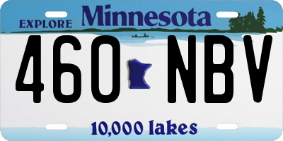 MN license plate 460NBV