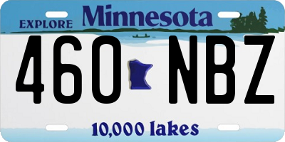 MN license plate 460NBZ