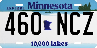 MN license plate 460NCZ