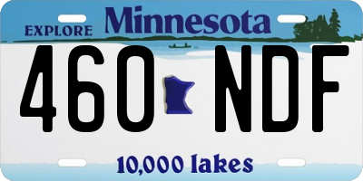 MN license plate 460NDF