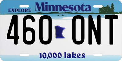 MN license plate 460ONT