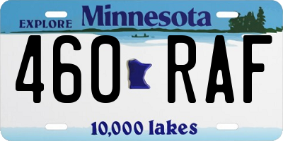 MN license plate 460RAF