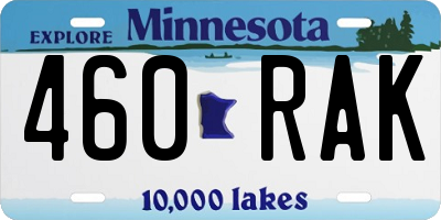MN license plate 460RAK