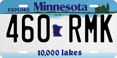 MN license plate 460RMK