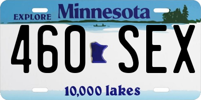 MN license plate 460SEX