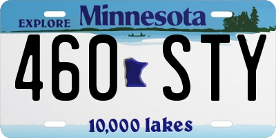MN license plate 460STY