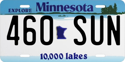 MN license plate 460SUN