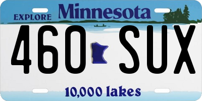 MN license plate 460SUX