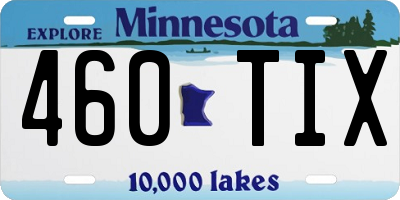 MN license plate 460TIX