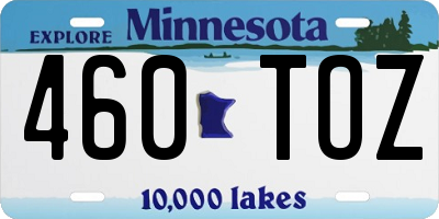 MN license plate 460TOZ