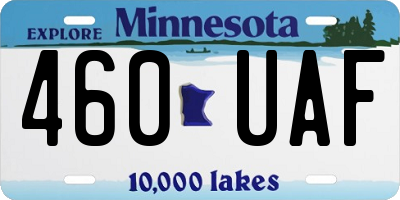 MN license plate 460UAF