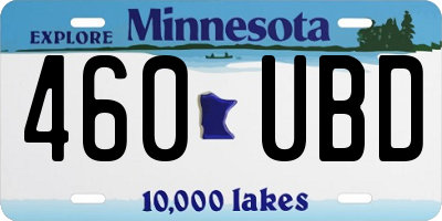 MN license plate 460UBD