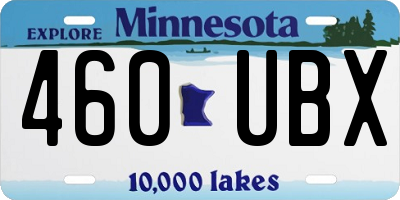 MN license plate 460UBX