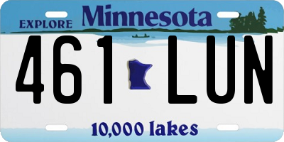 MN license plate 461LUN