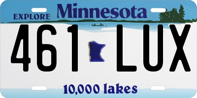 MN license plate 461LUX