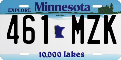 MN license plate 461MZK
